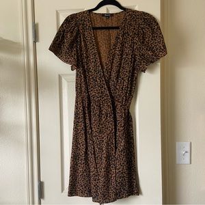 Madewell Cheetah Print Cotton Wrap Mini Dress